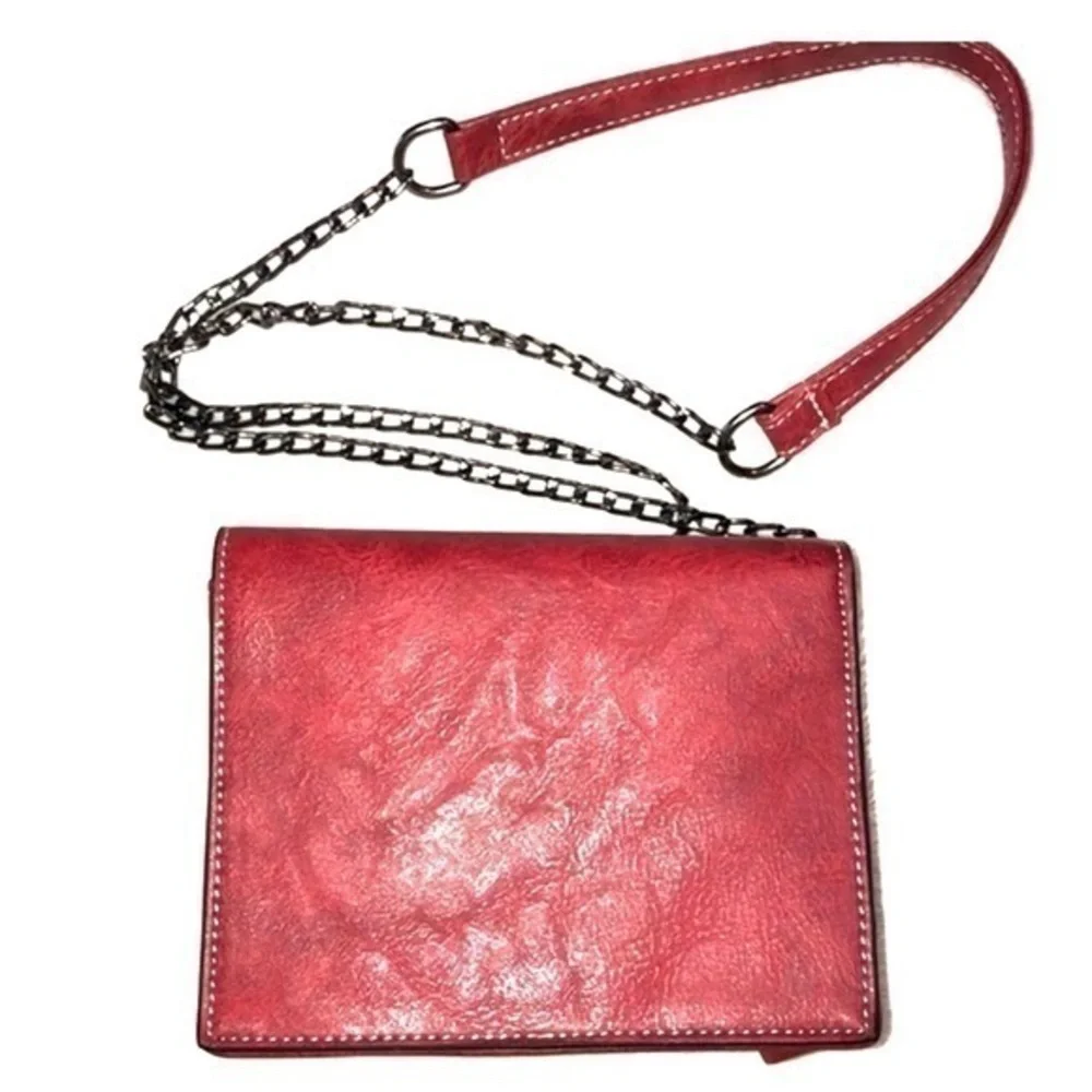 Unbranded Crossbody‎ Bag Chain Strap Turn Lock Red Womens Small